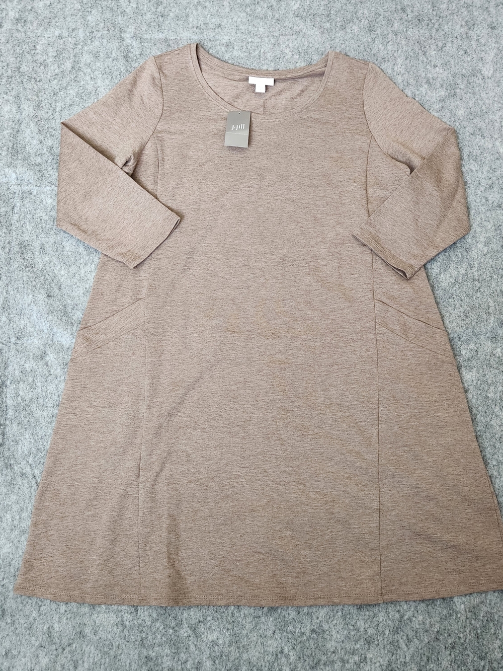 NWT J Jill Pure Jill Knit Midi Dress Women's M Brown Lagenlook Pockets Pullover